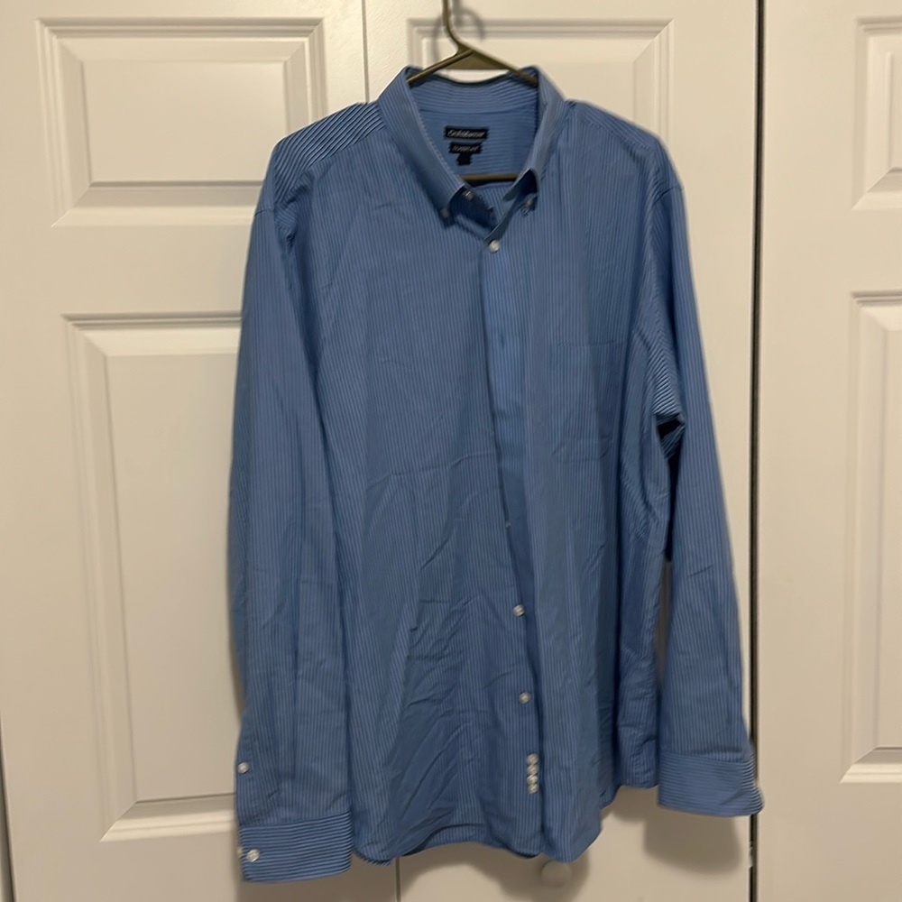 Croft & Barrow Classic Fit 18.5 36/37 Blue Striped Shirt